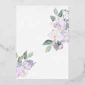 Elegant Paarse Waterverf Flowers Greenery Wedding Folie Uitnodiging (Achterkant)