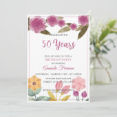 Elegant Paarse Waterverf Flowers Moeder Birthday Kaart (Staand voorkant)