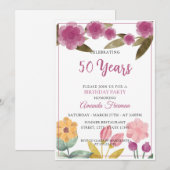 Elegant Paarse Waterverf Flowers Moeder Birthday Kaart (Voorkant / Achterkant)