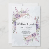 Elegant Paarse Waterverf Flowers Wedding Kaart (Voorkant)