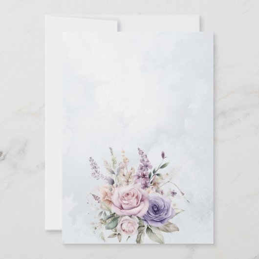 Elegant Paarse Waterverf Flowers Wedding Kaart (Achterkant)