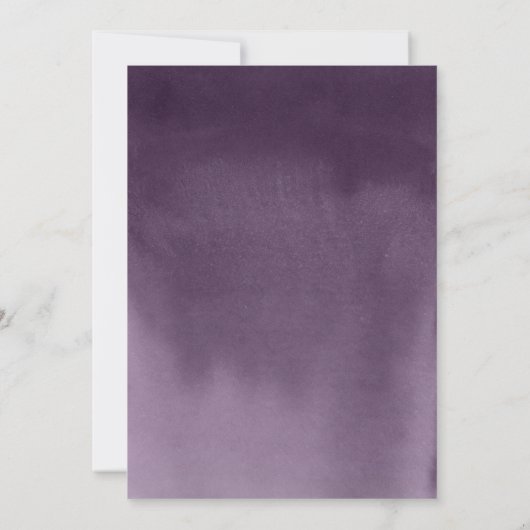 Elegant Paarse Waterverf Foto Afstuderen Aankondiging (Achterkant)