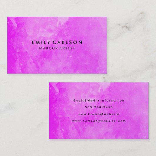 Elegant Paarse Waterverf geborsteld Visitekaartje (Voorkant / Achterkant)