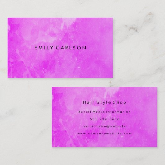 Elegant Paarse Waterverf Geborsteld Visitekaartje (Voorkant / Achterkant)