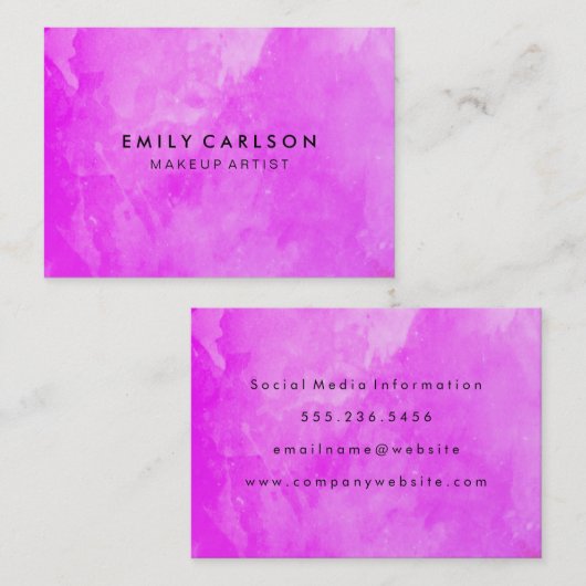 Elegant Paarse Waterverf geborsteld Visitekaartje (Voorkant / Achterkant)