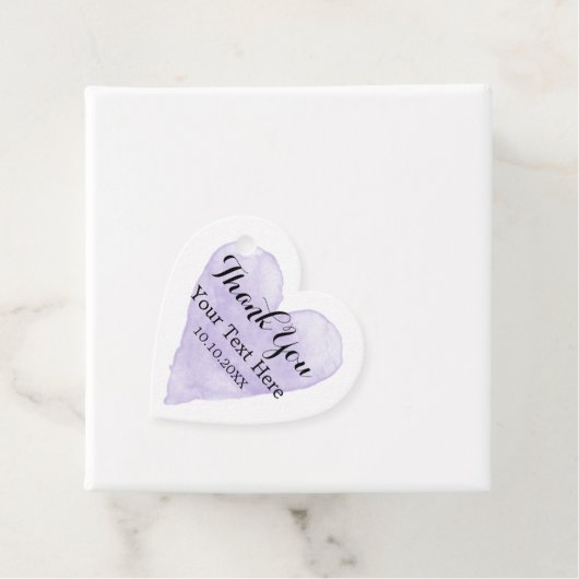 Elegant paarse waterverf houdt van hart-vormbruilo bedankjes labels (In situ)