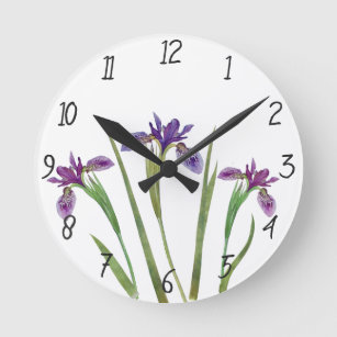 Elegant Paarse Waterverf Iris Flowers Botanisch Ronde Klok