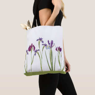 Elegant Paarse Waterverf Iris Flowers Botanisch Tote Bag