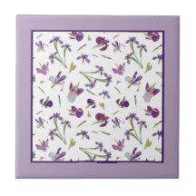 Elegant Paarse Waterverf Iris Flowers Pattern