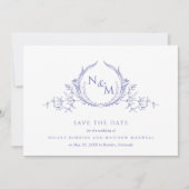 Elegant Paarse Waterverf Monogram Weddenschap Save The Date (Voorkant)