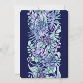 Elegant Paarse Waterverf Succulent Floral Wedding Kaart (Achterkant)