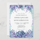 Elegant Paarse Waterverf Succulent Floral Wedding Kaart (Voorkant)