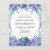 Elegant Paarse Waterverf Succulent Floral Wedding Uitnodiging Briefkaart (Voorkant)
