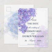 Elegant Paarse Waterverf Succulents Wedding Aankondigingskaart (Voorkant / Achterkant)