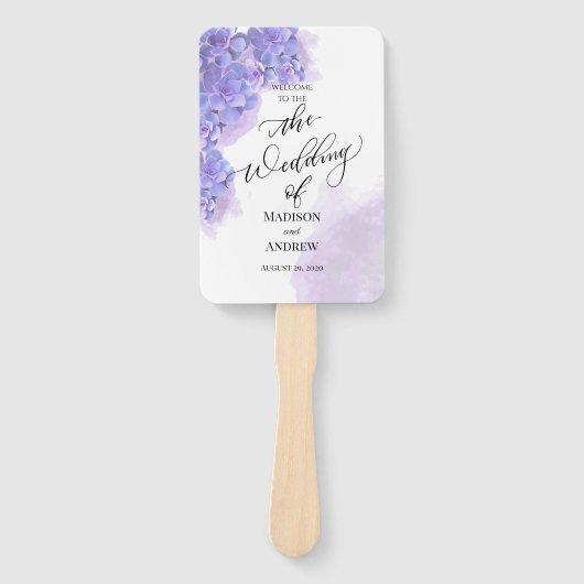 Elegant Paarse Waterverf Succulents Wedding Menu Handwaaier (Voorkant)