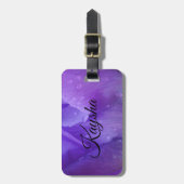 Elegant Paarse Waterverf Tulp foto Bagagelabel (Voorkant verticaal)