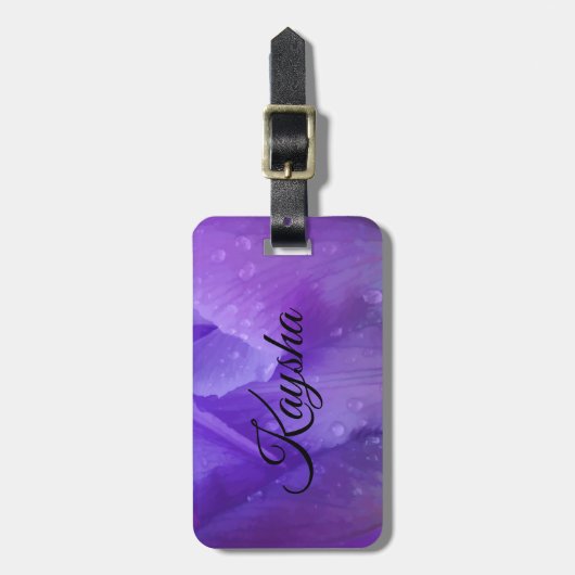 Elegant Paarse Waterverf Tulp foto Bagagelabel (Voorkant verticaal)