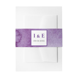 Elegant Paarse Waterverf Uitnodiging tot bruiloft Uitnodigingen Wikkel