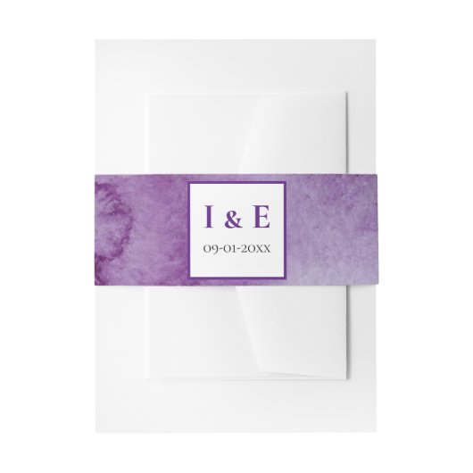 Elegant Paarse Waterverf Uitnodiging tot bruiloft Uitnodigingen Wikkel (Voorkant Voorbeeld)