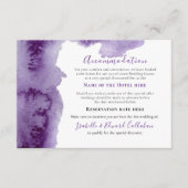 Elegant Paarse Waterverf Uitwasaccommodatie Informatiekaartje (Voorkant)