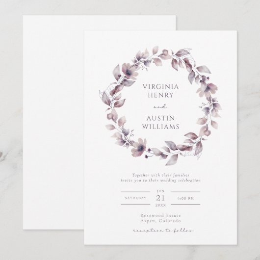 Elegant Paarse Weddenschap Kaart (Voorkant / Achterkant)