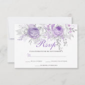 Elegant Paarse White Winter Floral Wedding RSVP (Voorkant)