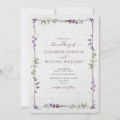 Elegant Paarse Wildbloemen Waterverf Weddenschap Kaart (Voorkant)