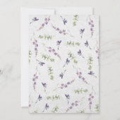 Elegant Paarse Wildbloemen Waterverf Weddenschap Kaart (Achterkant)