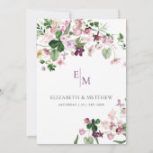 Elegant Paarse wilde bloemen bruiloft Kaart (Achterkant)