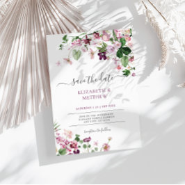 Elegant Paarse wilde bloemen bruiloft Kaart