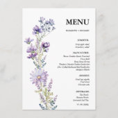Elegant Paarse Wildflower bruiloft Vrijgezellenfee Menu (Voorkant)