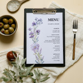 Elegant Paarse Wildflower bruiloft Vrijgezellenfee Menu
