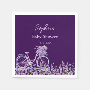 Elegant Paarse Wildflower Fiets Baby shower Servet