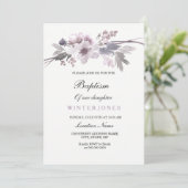 Elegant Paarse Winter Floral Baptism Kaart (Staand voorkant)