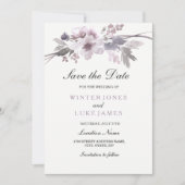 Elegant Paarse Winter Floral Sparen de datum Uitno Save The Date (Voorkant)