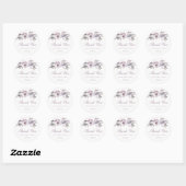 Elegant Paarse Winter Floral Weddenschap Hartelijk Ronde Sticker (Vel)