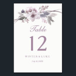 Elegant Paarse Winter Floral Wedding Table Kaart<br><div class="desc">Elegant Paars Winter Gray Floral Waterverf Wedding Table Number Table Kaart Zie Niche en Nest store for Set. We hebben kunstwerk gebruikt van: Freshmint Paperie https://www.etsy.com/shop/FreshmintPaperie</div>