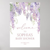 Elegant Paarse Wisteria Baby shower Welkom Poster (Voorkant)