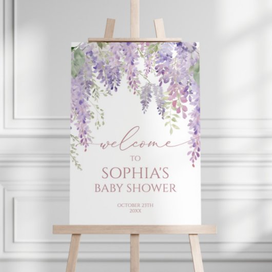 Elegant Paarse Wisteria Baby shower Welkom Poster