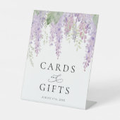 Elegant Paarse Wisteria Bloemen Kaarten & Cadeaubo Reclamebord Met Voetstuk (Voorkant)