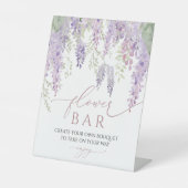 Elegant Paarse Wisteria Bloemenbalkteken Reclamebord Met Voetstuk (Voorkant)