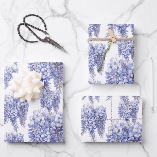 Elegant Paarse Wisteria Flowers Inpakpapier Vel (Voorkant)