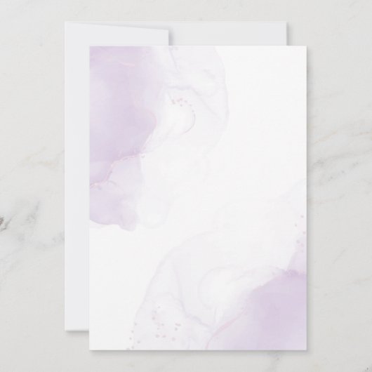 Elegant Paarse witte bloemengoud Lijst bruiloft Kaart (Achterkant)
