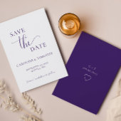 Elegant Paarse witte bruiloft Save the Date Kaart