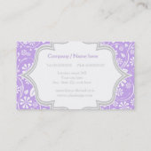 Elegant paarse witte, grijze bloemmotief monogram visitekaartje (Achterkant)