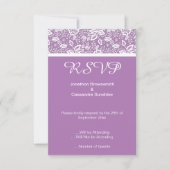 ELEGANT PAARSE WITTE KANT RSVP KAART (Voorkant)