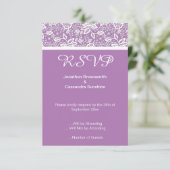 ELEGANT PAARSE WITTE KANT RSVP KAART (Staand voorkant)