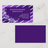 Elegant Paarse witte strepen bloemig Visitekaartje (Voorkant / Achterkant)