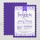 Elegant Paarse, witte verrassingsverjaardagsfeestj Kaart (Voorkant / Achterkant)