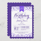 Elegant Paarse, witte volwassen of tiener verjaard Kaart (Voorkant / Achterkant)